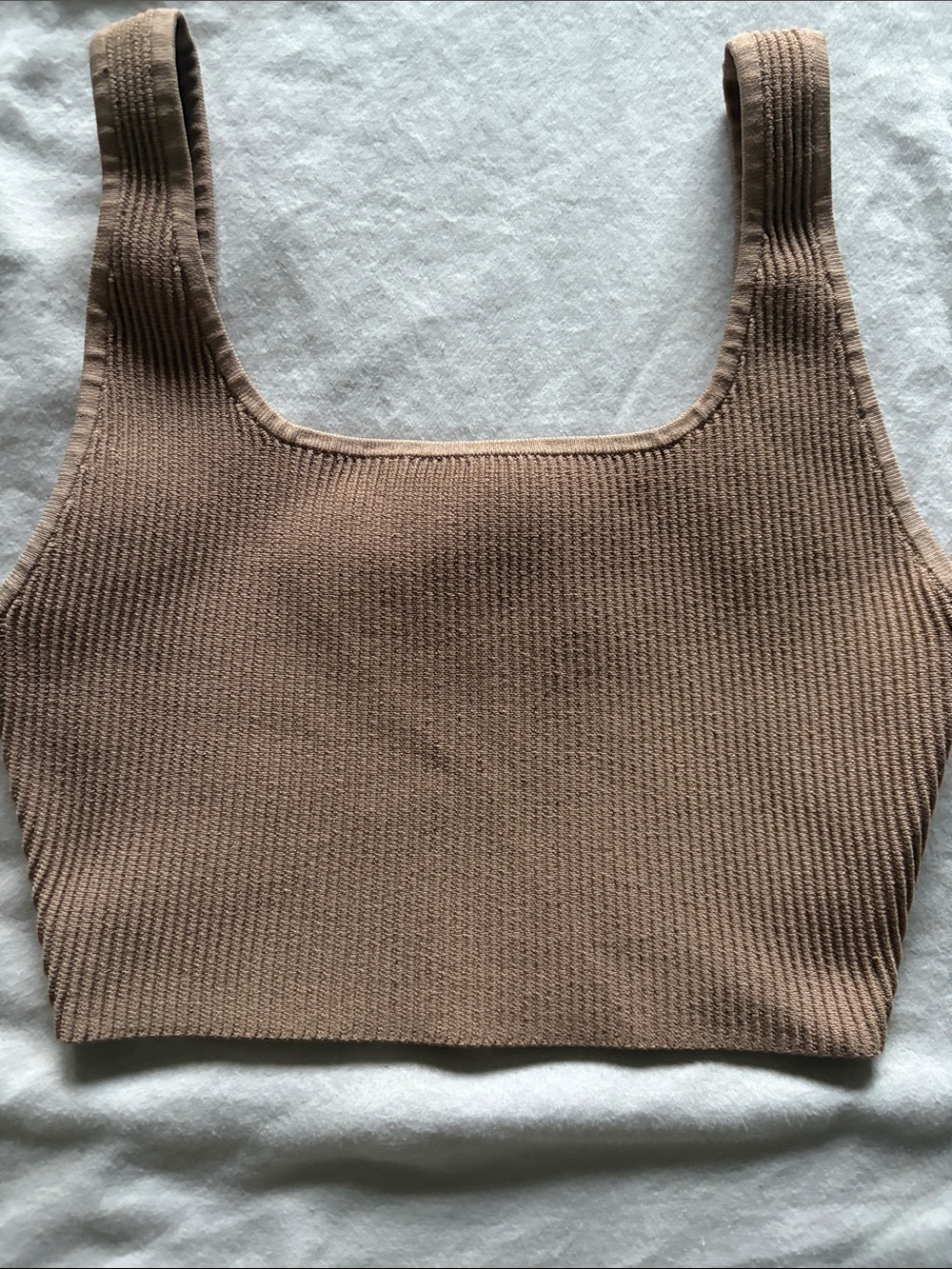 Babaton Ribbed Support Crop Top - Warm Tan
